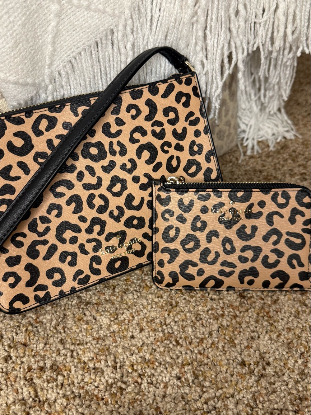 kate spade Leopard Print Crossbody & Card Pouch - Tan & Black